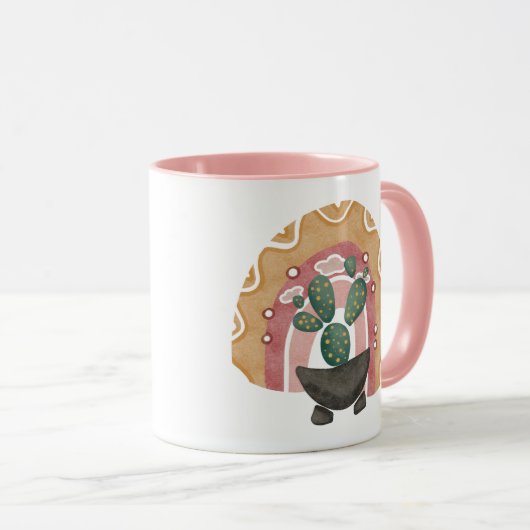 Boho Cactus Rainbow: Vibrant Wüste Vibes Tasse (VorderseiteRechts)