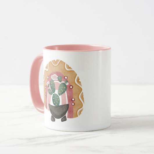 Boho Cactus Rainbow: Vibrant Wüste Vibes Tasse (Vorderseite Links)