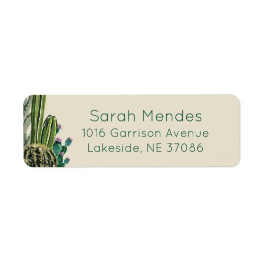 Boho Cactus Return Address Label (Vorne)