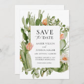 Boho Cactus Save the Date Einladung (Vorne/Hinten)