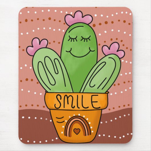 Boho Cactus Smile Niedlich Rainbow Mousepad (Vorne)