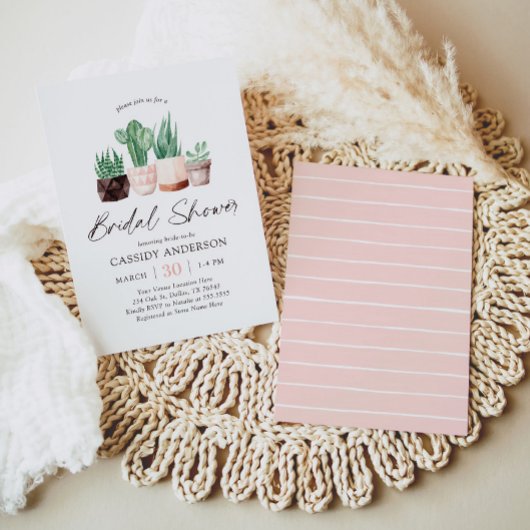 Boho Cactus Succulent Brautparty Einladung