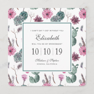 Boho Cactus, Succulent & Floral - Bridesmaid Einladung
