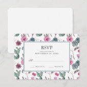 Boho Cactus, succulent & floral - Wedding RSVP Karte (Vorne/Hinten)