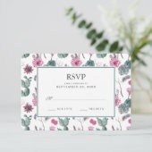 Boho Cactus, succulent & floral - Wedding RSVP Karte (Stehend Vorderseite)