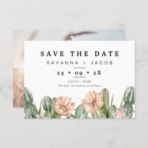 Boho Cactus succulents Wedding Save the Date Card Einladung