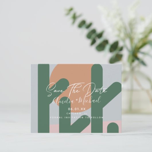 Boho Cactus Sun Save the Date Postcard Postkarte (Stehend Vorderseite)