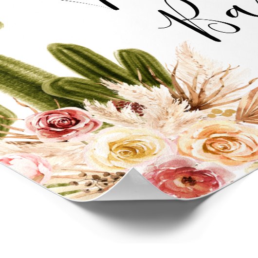 Boho Cactus Taco Bar Taco über Liebe-Zeichen Poster (Ecke)