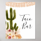 Boho Cactus Taco Bar Taco über Liebe-Zeichen Poster (Vorne)