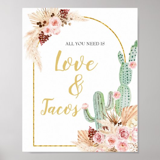 Boho Cactus Taco bout Alles was Sie brauchen ist L Poster (Vorne)