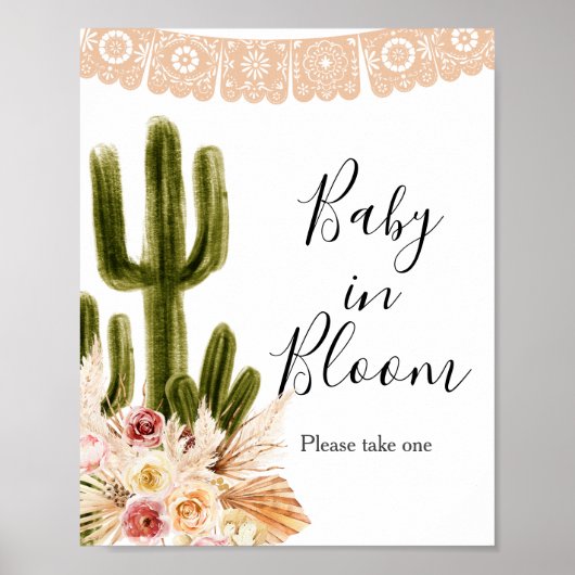 Boho Cactus Taco Bout Baby in Bloom Sign Poster (Vorne)
