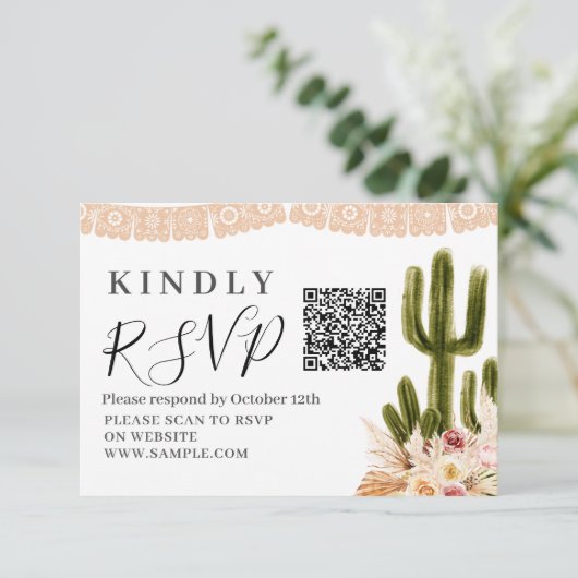 Boho Cactus Taco Bout Liebe Baby Shower Rsvp Card Dankeskarte (Stehend Vorderseite)
