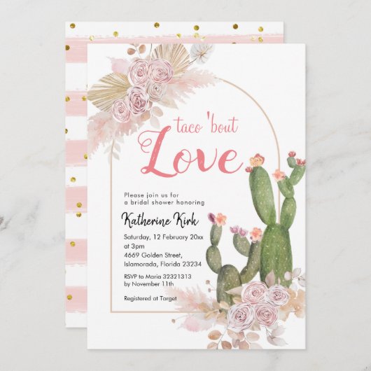 Boho Cactus Taco 'bout Liebe Brautparty Einladung (Vorne/Hinten)