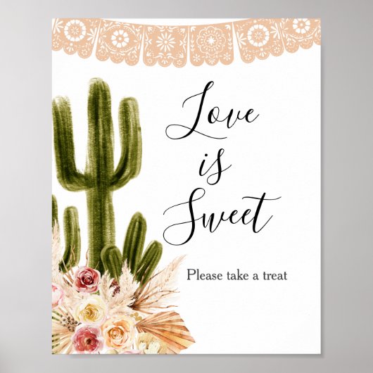 Boho Cactus Taco Bout Liebe ist ein süßes Zeichen Poster (Vorne)