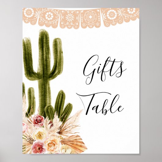 Boho Cactus Taco über Liebe Geschenktisch Poster (Vorne)