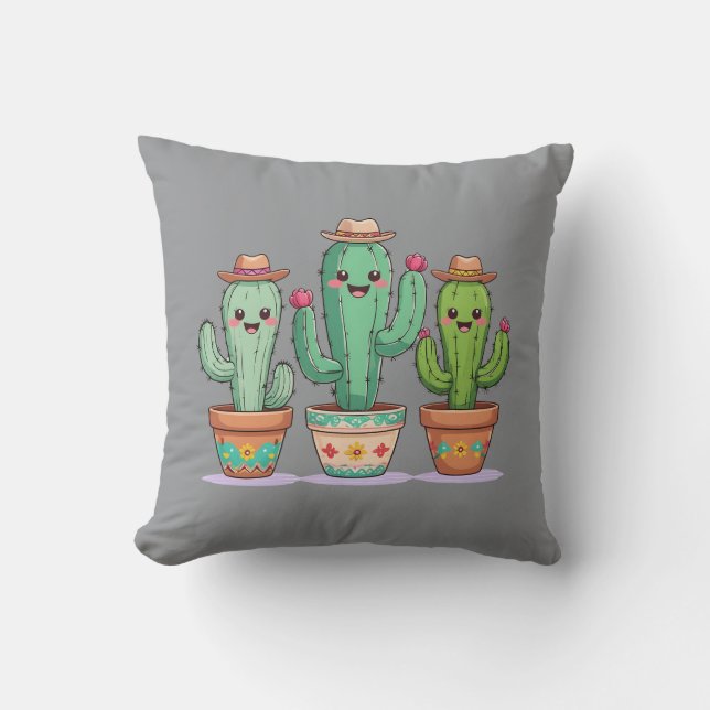 Boho Cactus Throw Pillow Kissen (Vorderseite)