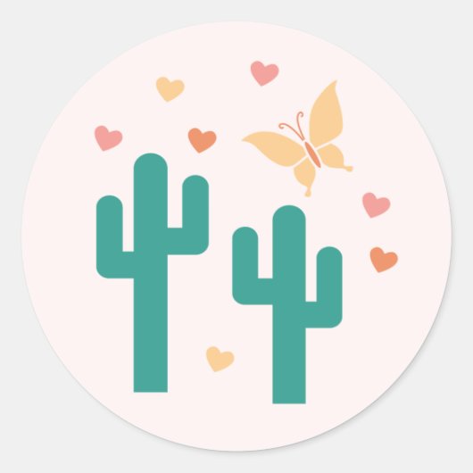 Boho Cactus Valentine's Day Sticker (Vorderseite)