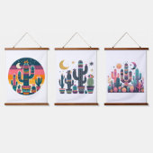 Boho Cactus Wandteppich Mit Holzrahmen (Dreifach)