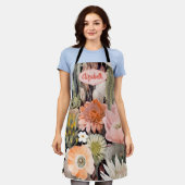 Boho Cactus Watercolor Blush Pink, Peach, Grüne Schürze (Getragen)