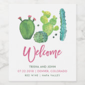 Boho Cactus Wedding Wine Label Weinetikett (Einzelnes Label)