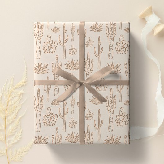 Boho Cactus Western Southern Desert Warm Neutral Geschenkpapier