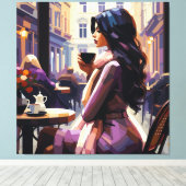 Boho Café Frau Leinwanddruck (Insitu (Holzboden))