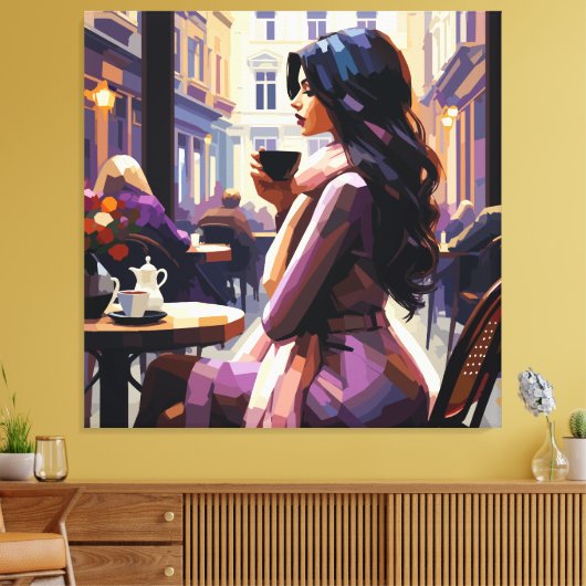 Boho Café Frau Leinwanddruck (Insitu (Wohnzimmer))