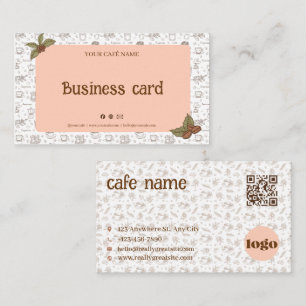 Boho-Café-Geschäftskarten-QR-Code-Logo Visitenkarte