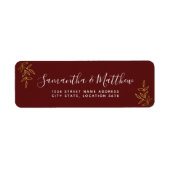 Boho Calligraphy Script Burgundy Wedding Label (Vorne)
