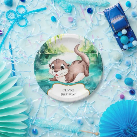 Boho Calm Otter Birthday Pappteller (Party)