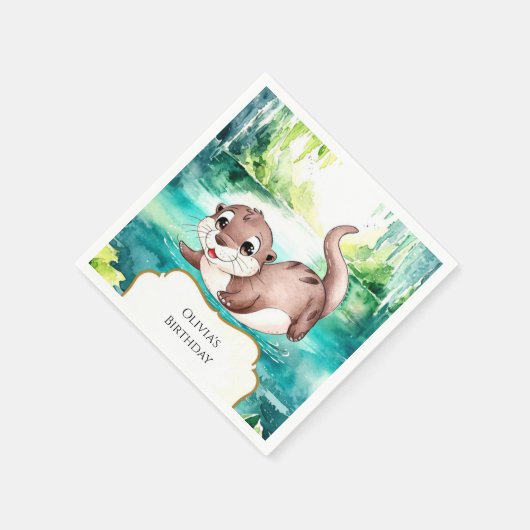 Boho Calm Otter Birthday Serviette (Ecke)