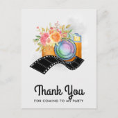 Boho Camera & Florals Wasserfarbe Vielen Dank Postkarte (Vorderseite)