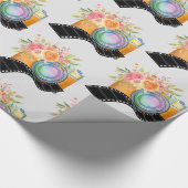 Boho Camera & Florals Wasserfarben Muster Geschenkpapier (Ecke)