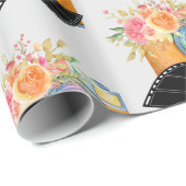 Boho Camera & Florals Wasserfarben Muster Geschenkpapier (Rolleneckpunkt)