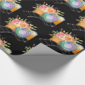 Boho Camera & Florals Wasserfarben Muster Geschenkpapier (Ecke)