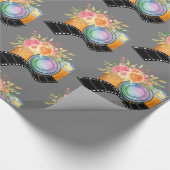 Boho Camera & Florals Wasserfarben Muster Geschenkpapier (Ecke)