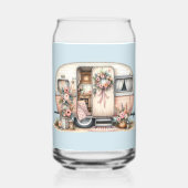 Boho Camper mit Blumenreath und Pastellen Pink Dosenglas (Rückseite)