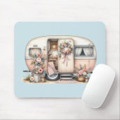 Boho Camper mit Blumenreath und Pastellen Pink Mousepad (Mit Mouse)