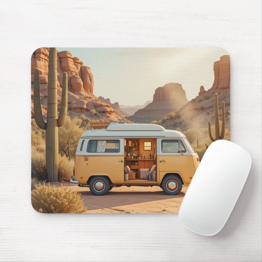 Boho Camper Van Desert Print Mousepad (Mit Mouse)