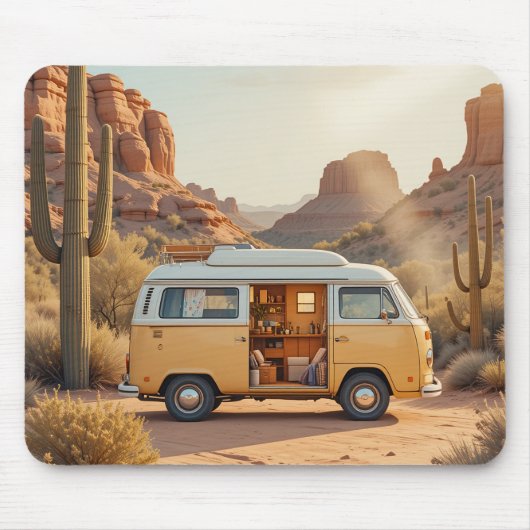 Boho Camper Van Wüstenprint Mousepad (Vorne)