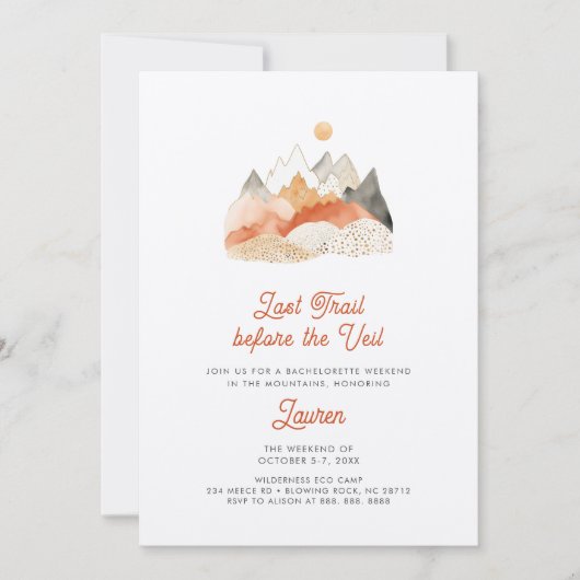 Boho Camping Bachelorette Weekend Party Einladung (Vorderseite)