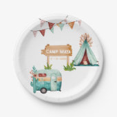 Boho-Camping-Geburtstagsfeier Papierplatte Pappteller (Vorderseite)