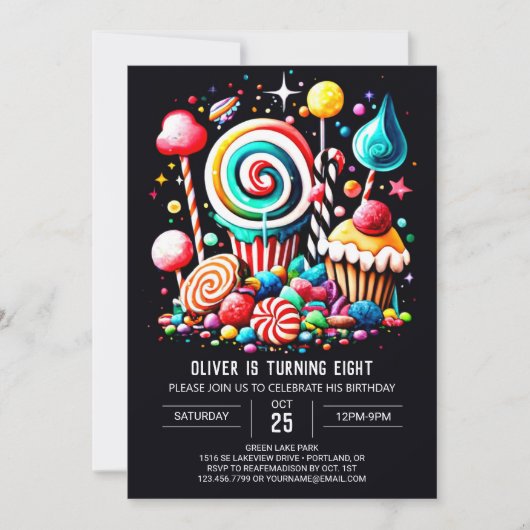 Boho Candy Dreams Editable Geburtstag Einladung (Vorderseite)