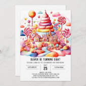 Boho Candyland Editable Birthday Einladung (Vorne/Hinten)