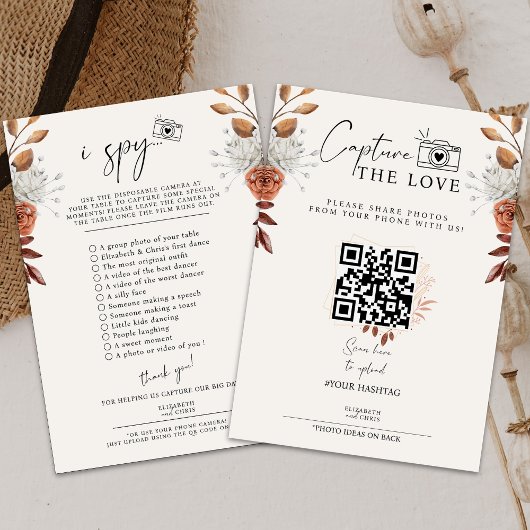 Boho Capture die Liebe Foto I Spy Wedding Menü RSVP Karte