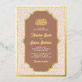 Boho Caramel Arabesque Muster muslimische Hochzeit Folieneinladung (Vorderseite)