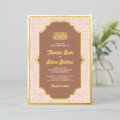 Boho Caramel Arabesque Muster muslimische Hochzeit Folieneinladung (Stehend vorne)