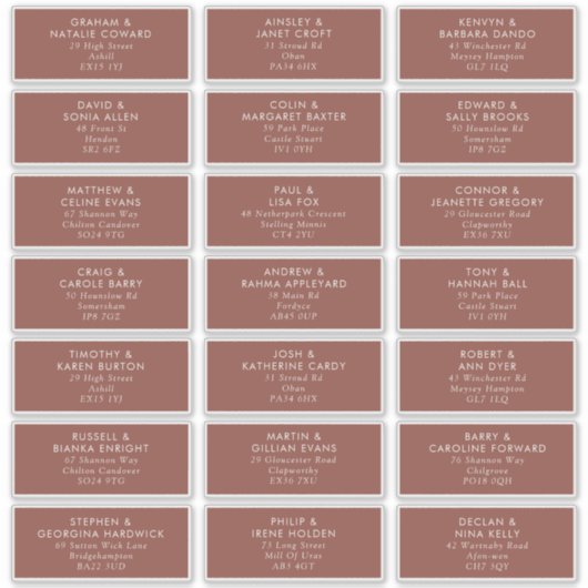 Boho Caramel Rust Maple Guest Address Labels (Vorderseite)