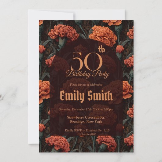 Boho Carnation Floral Daughter’S Birthday Einladung (Vorderseite)