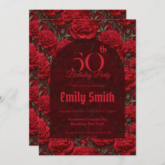 Boho Carnation Inspired First Birthday Einladung (Vorne/Hinten)